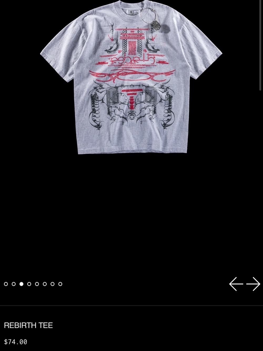 Rebirth Graphic Short Sleeve Tee - Gray with Red Print